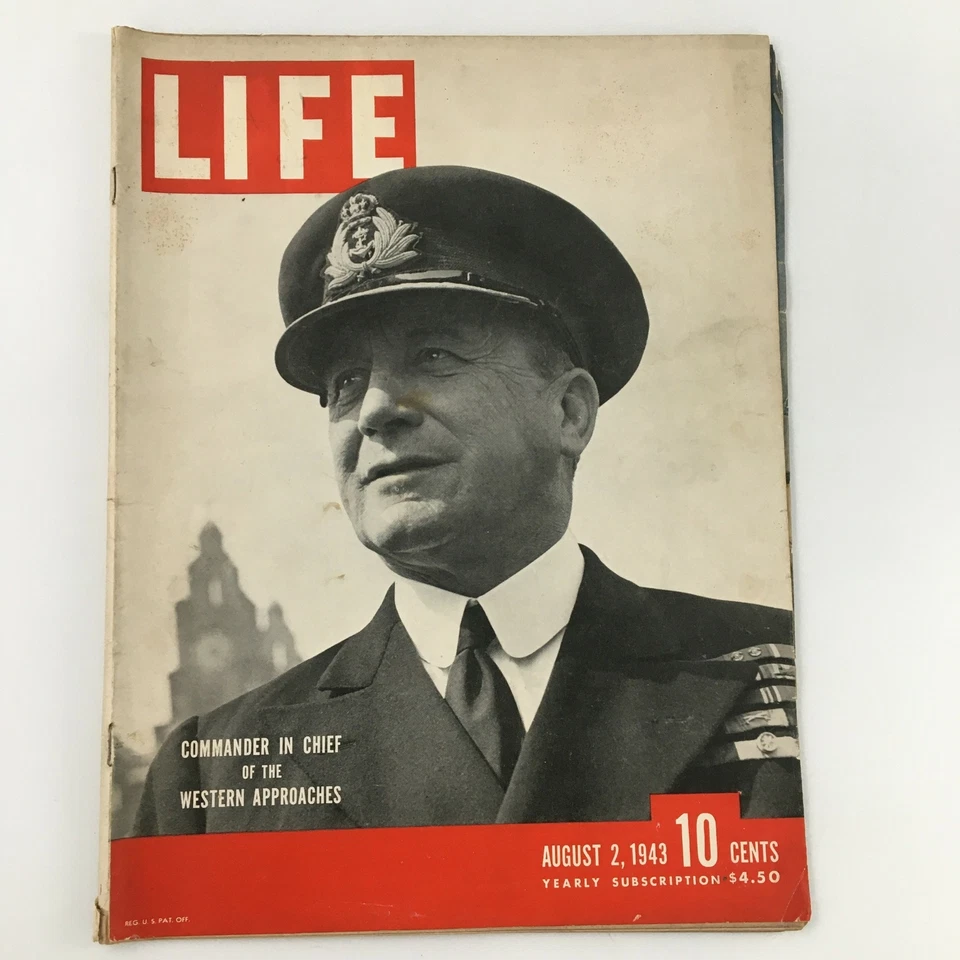 VTG Life Magazine August 2 1943 Commander in Chief of Western Approach Newsstand Foto 1 de 1
