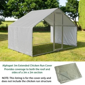 Alphapet 3m x 2m EXTENDED Grey Chicken Run Coop Cage Replacement Rain Roof Cover - Picture 1 of 5