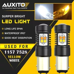 2X Dual Color 1157 LED White/Amber Switchback Turn Signal Parking Light Bulb EOA - Picture 1 of 11