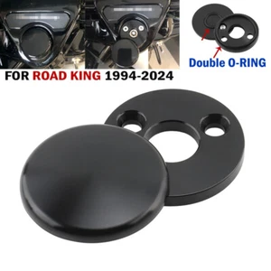 Black Motorcycle Fork Lock Cover Cap Aluminum For Harley Road King FLHR 94-2024 - Picture 1 of 10