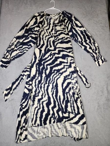 Ted Baker London Dress Womens Medium Abstract Zebra Belted Long Sleeve - Picture 1 of 13