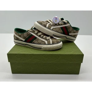 Gucci Tennis 1977 Sneaker GG Canvas Beige/Ebano Taglia 37+ Usate #22S - Foto 1 di 11