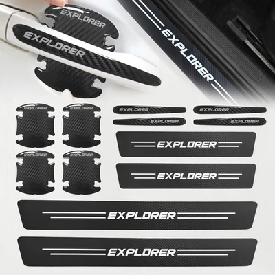 12Pcs Car Door Sill Scuff Cover Stickers For Explorer Handle Bowl Protector Foto 1 de 4