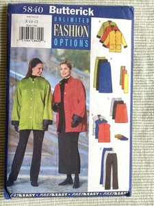 Butterick 5840 Womens Sewing Pattern - Uncut - Size 8-12 - Jacket,Vest,Scarf - Picture 1 of 2