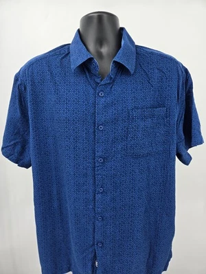 Nat Nast Shirt XL Blue Geometric Lightweight Pocket Button Up Short Sleeve Mens - Image 1 of 4