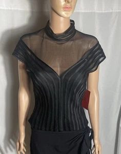 JS Collections Sheer Mesh Corset Top Black Size 10 Structured NWT - Picture 1 of 12