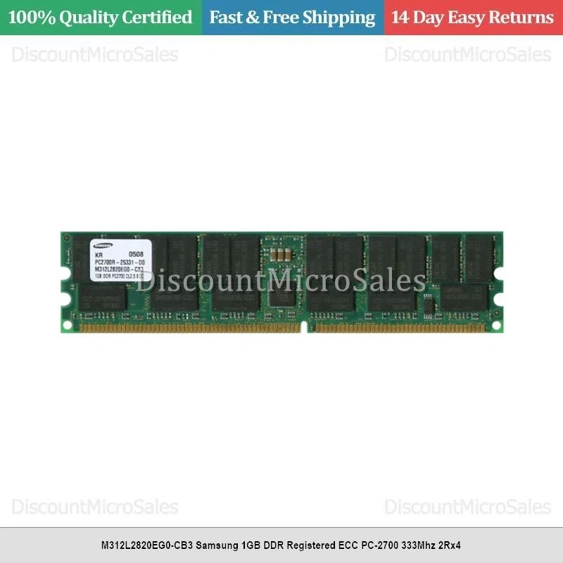 M312L2820EG0-CB3 Samsung 1GB DDR Registered ECC PC-2700 333Mhz 2Rx4 - Image 1 of 1