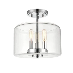Millennium 6923-CH Transitional Three Light Semi-Flush Mount  Chrome Finish - Picture 1 of 6