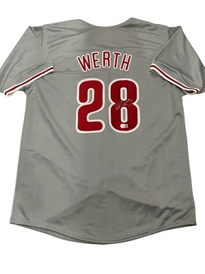 Camiseta personalizada firmada por Jayson Werth de los Philadelphia Phillies Beckett Witnessed Foto 1 de 4
