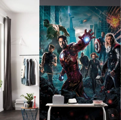 Avengers LARGE Wallpaper 254x184cm children's wall mural Iron-Man Hulk - Image 1 of 4