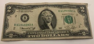 Billete de 2 dólares 1976 serie B - Imagen 1 de 2