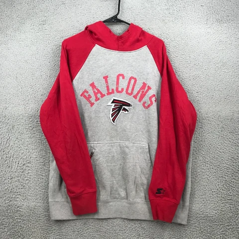 Starter Sweater Adult XL Gray Red Atlanta Falcons NFL Hoodie Mens 32646 Cover