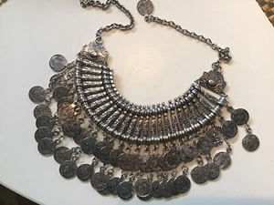 vintage arabic silvertoned coins woman’s necklace - Picture 1 of 12