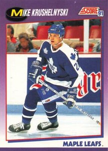 1991-92  Score American Maple Leafs Hockey Card #33 Mike Krushelnyski