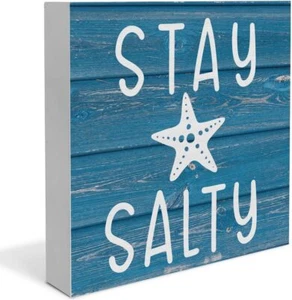 Summer Beach Decor Starfish Decorations Coastal Wooden Sign Rustic Home STAY - Picture 1 of 7