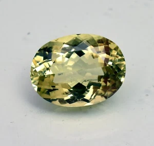 Natural Quartz Green Quartz Faceted Lemon Quartz Oval  Cut 8.65 Ct Certified - Picture 1 of 5