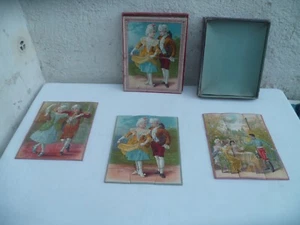 TRÈS ANCIENS JEU EN BOIS PUZZLES 1900  SCÈNE GALANT/ROMANTIQUE JEU COLLECTION  - Imagen 1 de 12