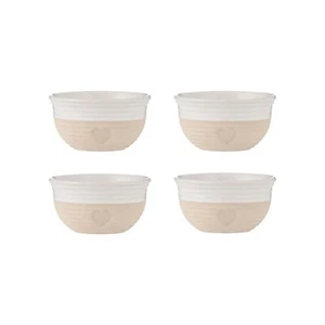 Steingut Mini Schalen geprägt Herz Dessert Dip Schalen Quetschtöpfe 150ml 4er Set - Bild 1 von 5