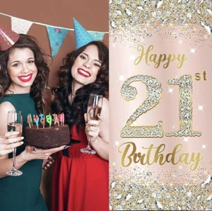 21st Bday Backdrop/Banner/Photo Props/Set Of 2-BRAND NEW - Picture 1 of 4