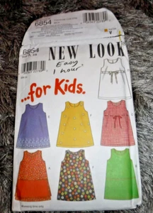 NEW LOOK 6854 SEWING PATTERN SZ 3 - 8 - GIRLS DRESS IN 6 STYLES - UNCUT - Picture 1 of 2