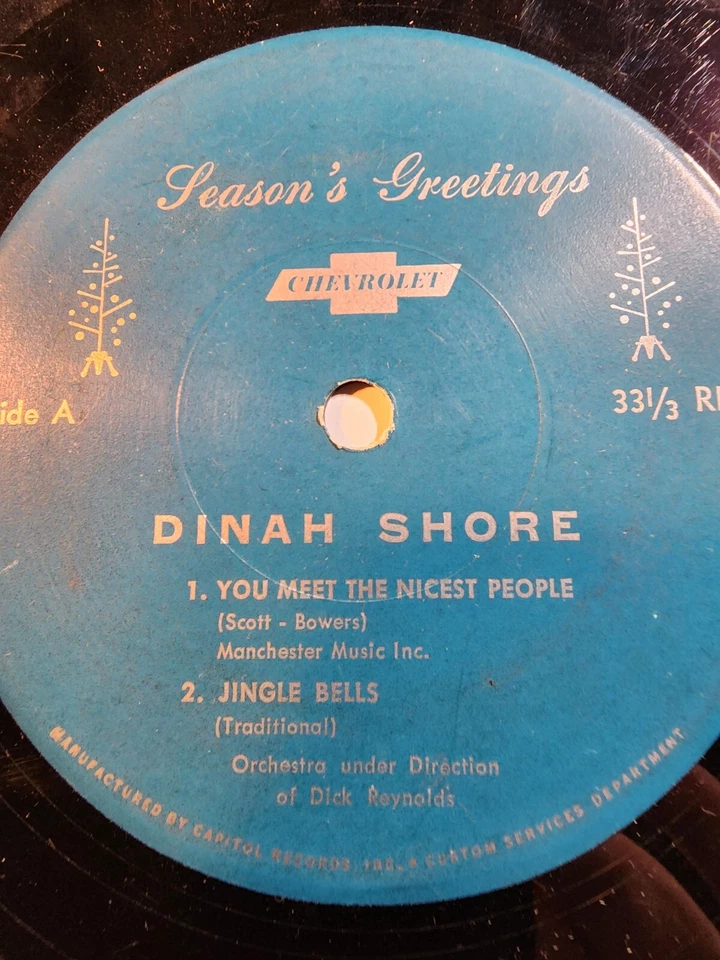 Dinah Shore "Season's Greetings" Chevrolet Vinyl 33 1/3 RPM 7" VG F205 - Image 1 of 1