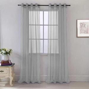 RT Designers Collection Cara One Sheer Grommet Curtain Panel 54" x 90" Grey - Picture 1 of 4