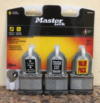 Master Lock M5XTRILF Magnum 2 in. (51mm) Wide Laminated Steel Padlock 3-Pack - Image 1 of 2