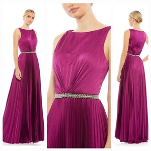 New MAC DUGGAL 26610 Berry Satin Pleated Sleeveless Bateau Gown $458 Womens (16) - Picture 1 of 11