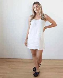 VELVET By Graham & Spencer Yessie Linen Dress Chalk S $207 H1 - Picture 1 of 5
