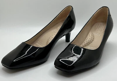 Zapatos de salón Rockport para mujer de cuero negro con tacón ancho 7M Foto 1 de 4