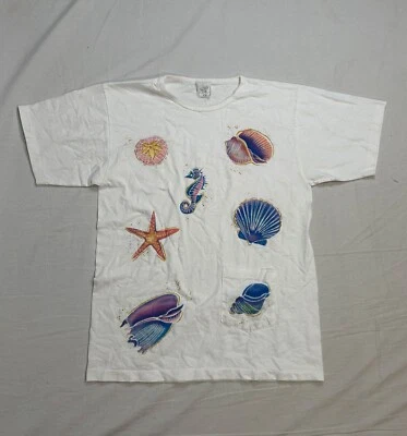 Camiseta De Colección Para Mujer Puntada Única Años 80 Abuela Metálica Concha De Mar Talla M Hecha en EE. UU. Foto 1 de 4