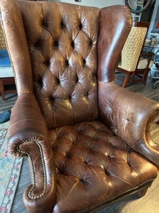 Vintage Ralph Lauren Wingback Leather Chair - Picture 1 of 12