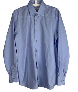 MODENA Mens Dress Shirt Size 16 34-35 SLIM FIT Long Sleeve Collared Light Blue