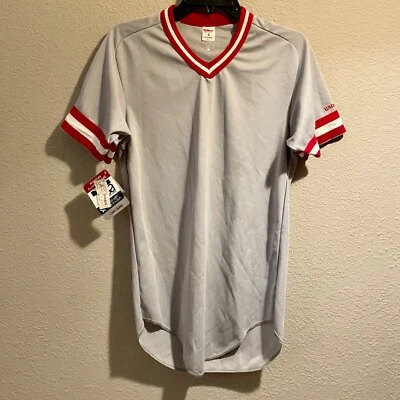 Auténtica Camiseta de Béisbol Wilson Gris en Blanco Años 80 Pequeña Hecha en EE. UU. NUEVA CON ETIQUETAS Foto 1 de 4