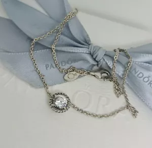 Authentic Pandora Round Sparkle Halo Necklace Floating CZ Pendant 396240CZ - Bild 1 von 2