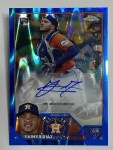2023 Topps Chrome YAINER DIAZ Blue RayWave Auto Rookie Refractor AC-YAD #122/150 - Picture 1 of 3