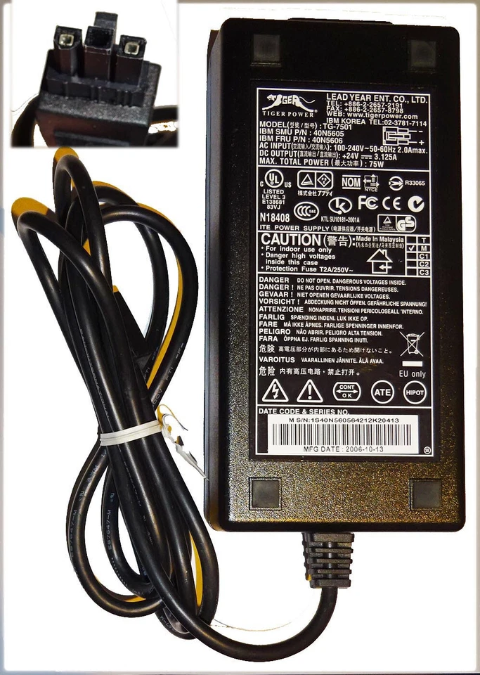 TIGER POWER Netzteil TG-7501 3Pin 42H1176 Stromversorgung 24V 3.125A 75W - Bild 1 von 1