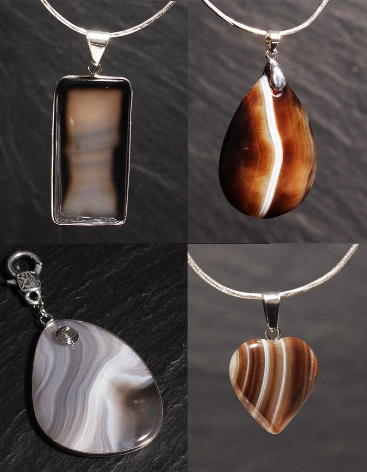 Unikat Edelstein Anhänger mit Achat Natur Botswana Brasilien 925 Steinschatz - Bild 1 von 1