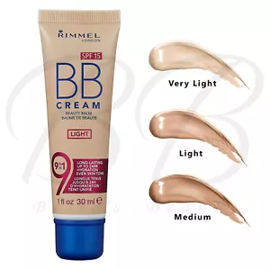 RIMMEL BB Cream 9-in-1 Lightweight Formula Brightening Effect SPF15 30ml *NEW* - Picture 1 of 14