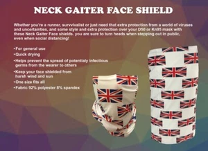 Maschera viso avvolgente testa Union Jack Flag - scaldacollo tubolare - sciarpa mnood copri collo - Foto 1 di 5