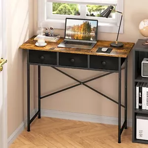 New-Small Writing Desk with 3 Drawers for Bedroom, 37.2 Inch Computer Desk for S - Picture 1 of 5