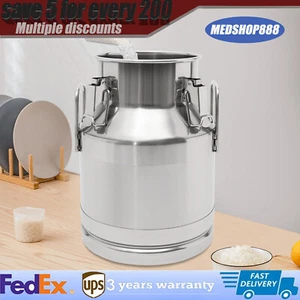 10 Liter Round Stainless Steel Milk Storage Can Milk Jug Transport Sealed Bucket - Picture 1 of 23
