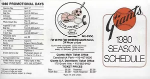 1980 San Francisco Giants Unfolded Team-Issued Instasport Pocket Schedule - Picture 1 of 1