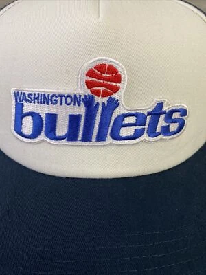 Washington Bullets Classic Throwback 1978 Logo White & Blue Trucker Hat Cap NEW - Image 1 of 4