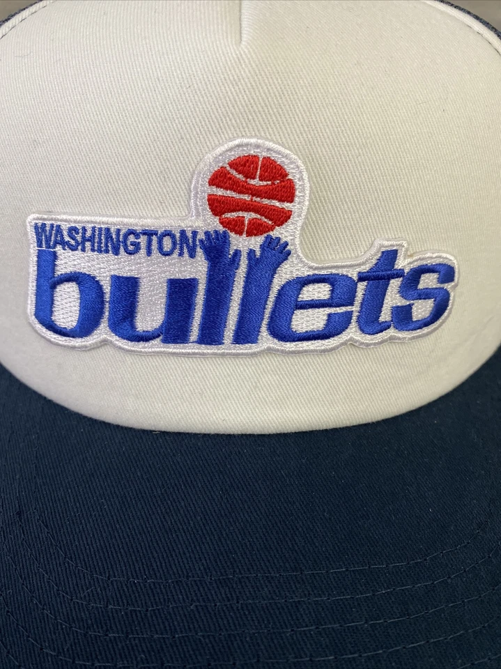 Washington Bullets Classic Throwback 1978 Logo White & Blue Trucker Hat Cap NEW - Image 1 of 4
