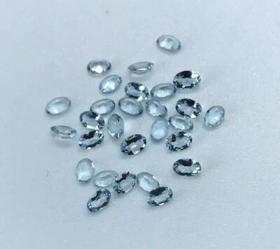 AAA+ Natural Aquamarine 5x3mm Oval Shape Faceted Calibrated Loose Gemstone 10 Pc - Image 1 of 4