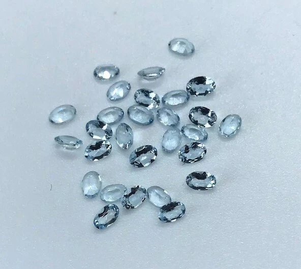 20Pc AAA 100% Natural Aquamarine 5x3mm Oval Shape Calibrated Size Loose Gemstone - Image 1 of 4