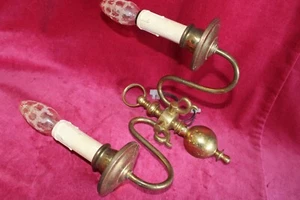 Antique French Vintage Brass Bronze Wall Lamp Flemish Sconces Lights 50% OFF a # - Picture 1 of 11