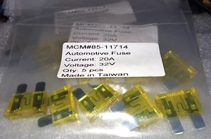 20 Pack 20 AMP ATC/ATO STANDARD Regular FUSE BLADE 20A CAR TRUCK BOAT MARINE RV - Picture 1 of 1