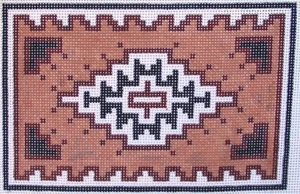 Southwest Rug Brown Hand Painted Needlepoint Canvas - Picture 1 of 1